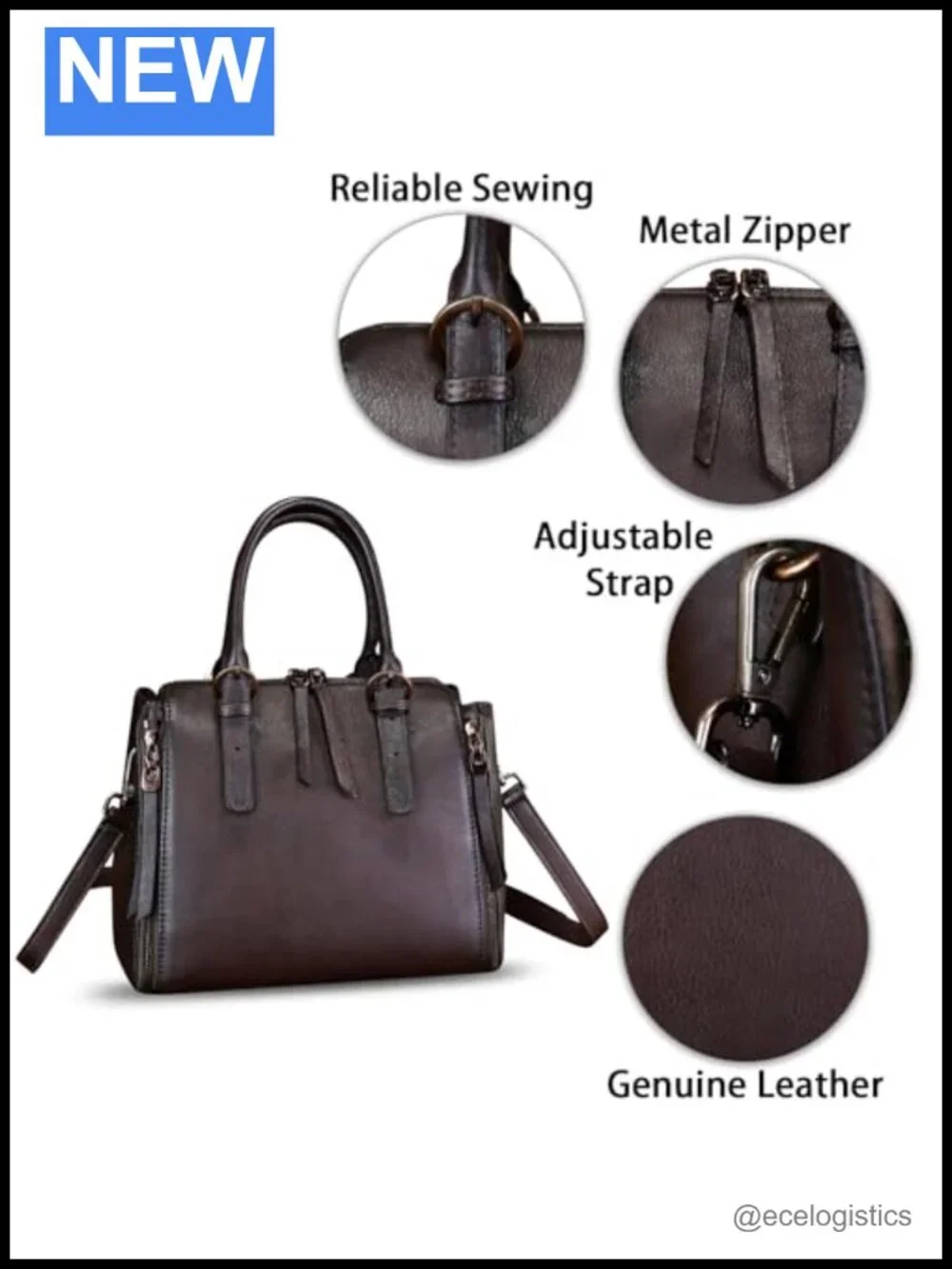 Genuine Leather Satchel Vintage Crossbody Handbag Top Handle Purse